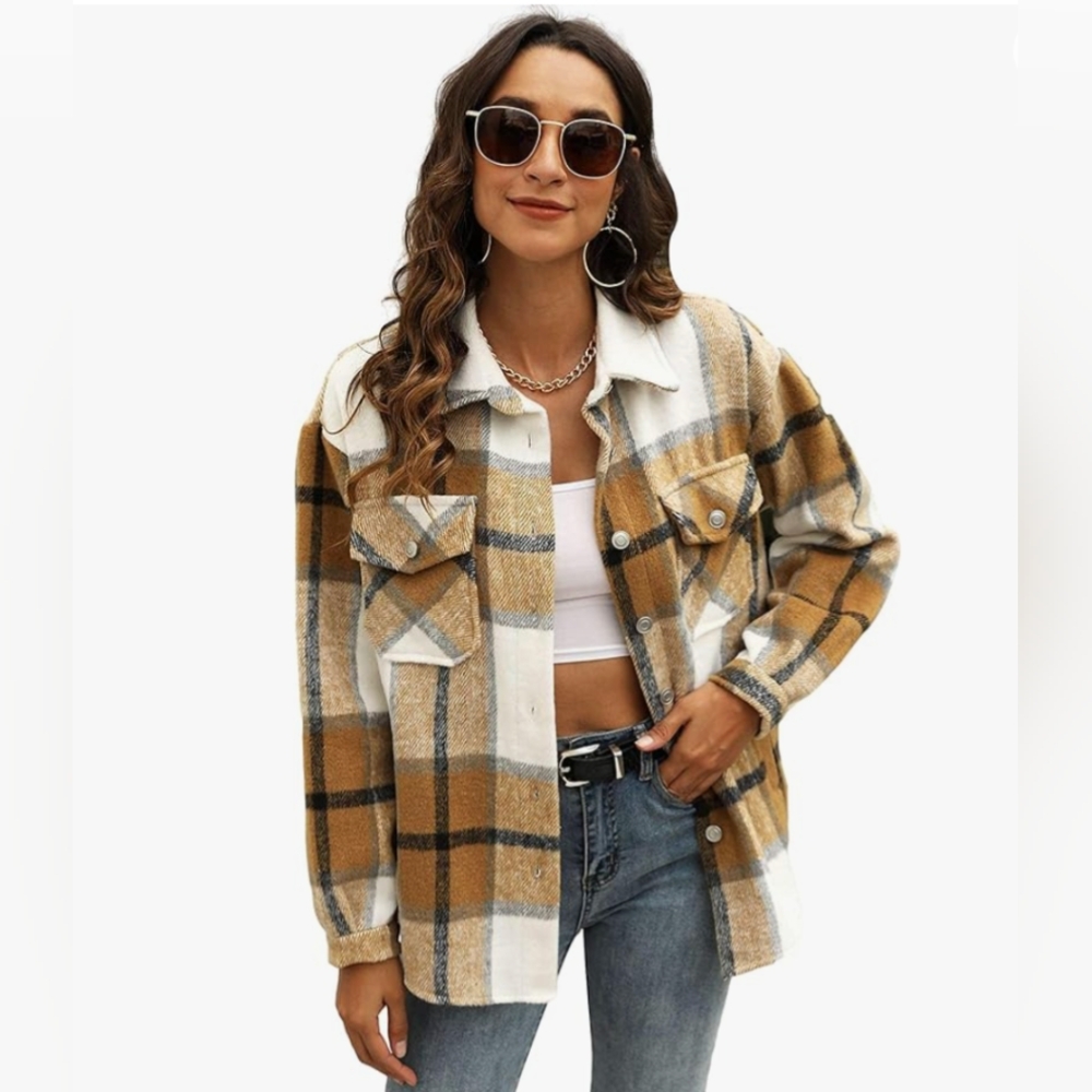 Plaid Shacket Button Down - image 1